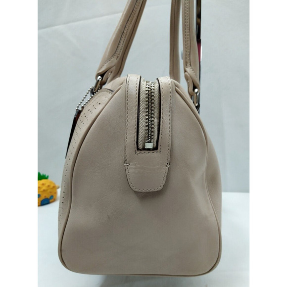 Coach Haley Light Nude Perforated Leather Top Handles Zipper Satchel Bag - Picture 3 of 14